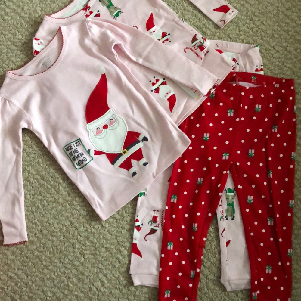 Xmas Santa pajamas 4pc set long sleeve & pants